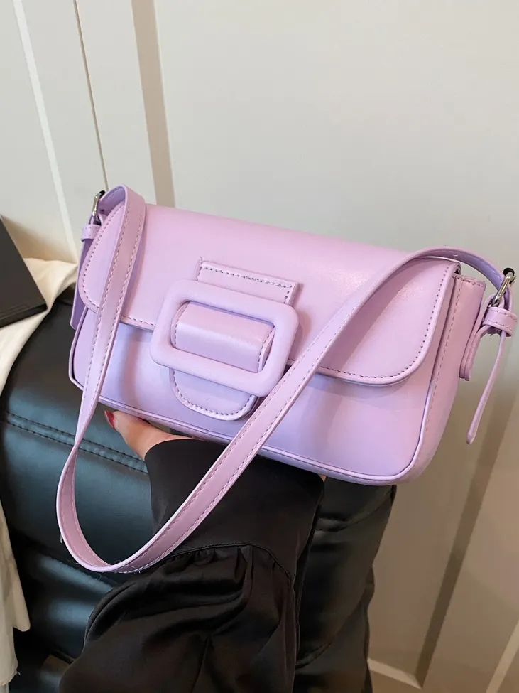 Lavender Solid Buckle Baguette - Image 1