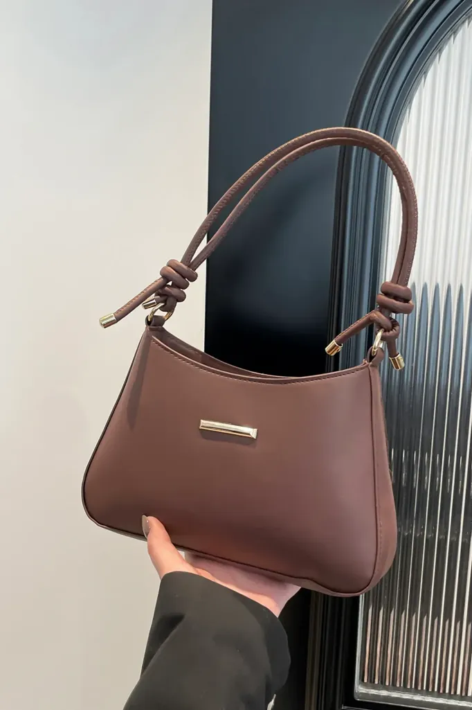 Brown Pu Solid Shoulder Bag - Image 1