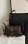 Dark Brown Pu Solid Zipper Bag