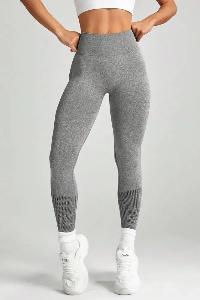 Light Grey Solid High Rise Leggings - Image 1