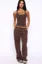 Brown Contrast Stitch Co-Ord Set