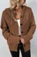 Brown Solid Buttoned Hooded Cardigan