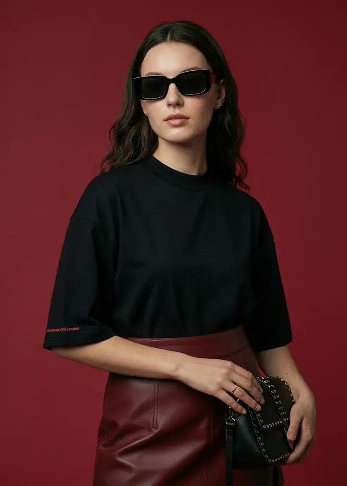 Black Graphic Crew Neck T-Shirt - Image 1