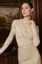 Beige High Neck Lace Top