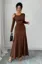 Brown One Shoulder Ruched Maxi Dress
