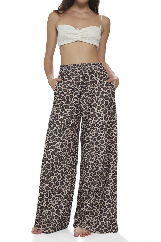 Brown Leopard Print Mid Rise Pants - Image 1