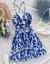 Blue Floral Printed Mini Dress