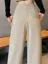 Beige Solid High Rise Trousers