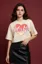 White Graphic Print Crew Neck Crop T-Shirt