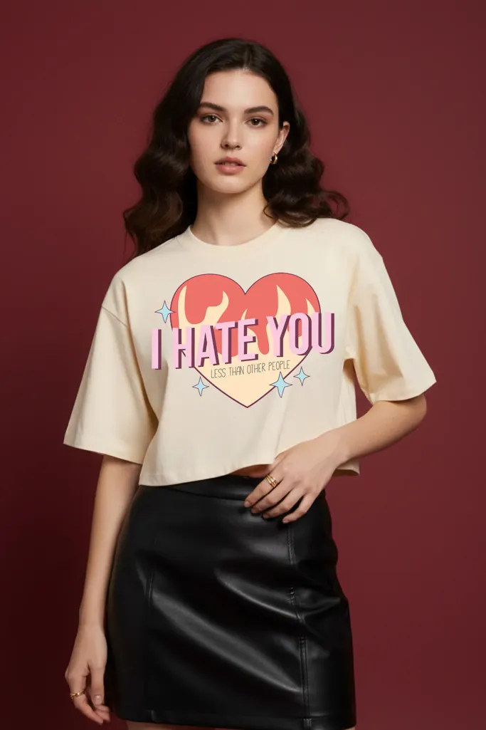 White Graphic Print Crew Neck Crop T-Shirt - Image 1