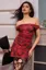 Red Floral Off Shoulder Mini Dress