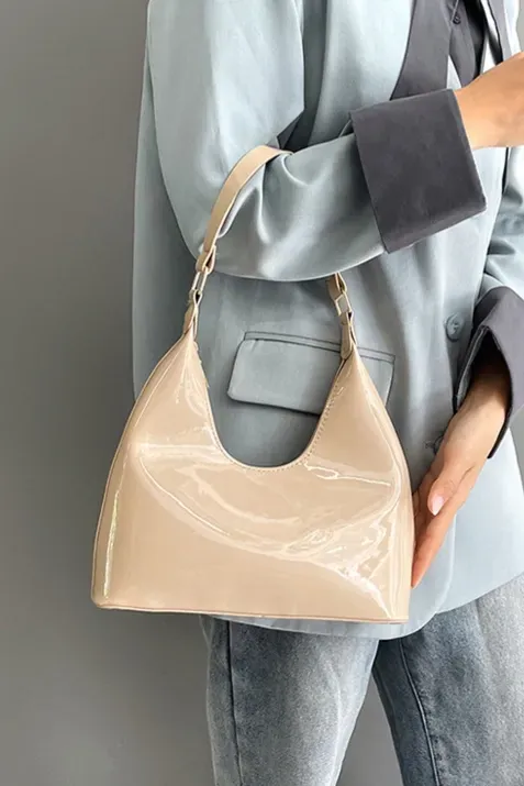 Beige Solid Pu Shoulder Bag - Image 1