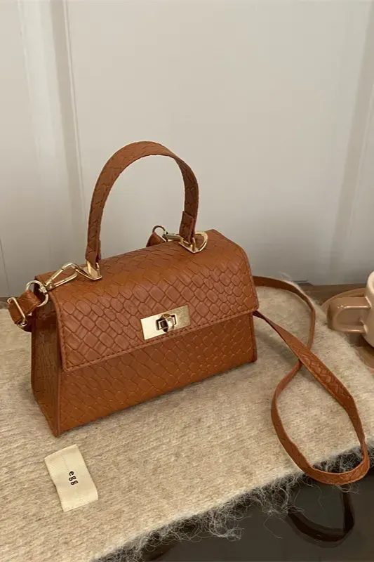 Dark Brown Solid Pu Satchel Bag - Image 1