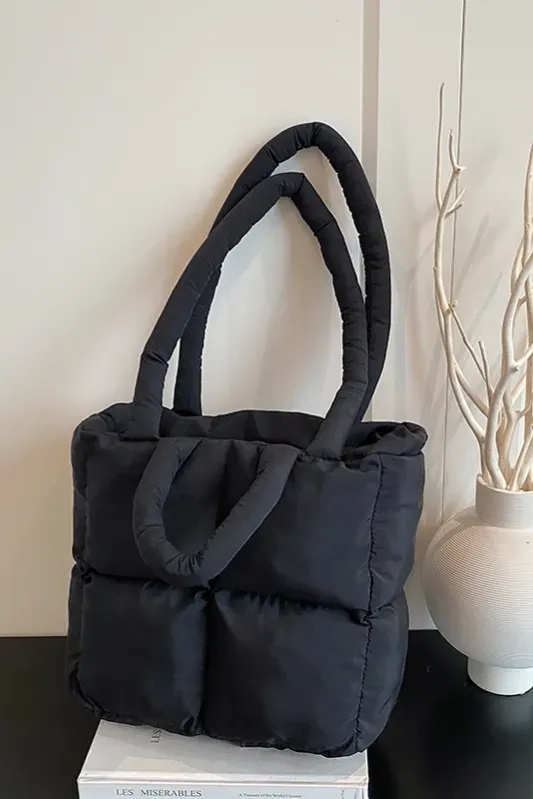 Black Padded Solid Tote Bag - Image 1