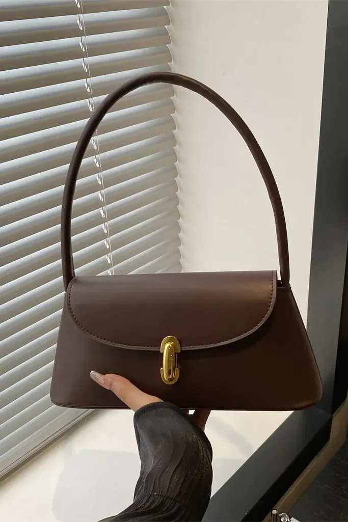 Dark Brown Flap Shoulder Bag - Image 1