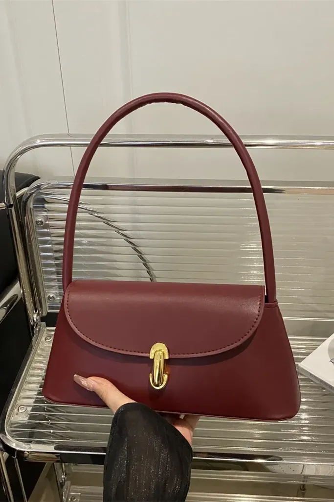 Burgundy Flap Shoulder Bag - Image 1