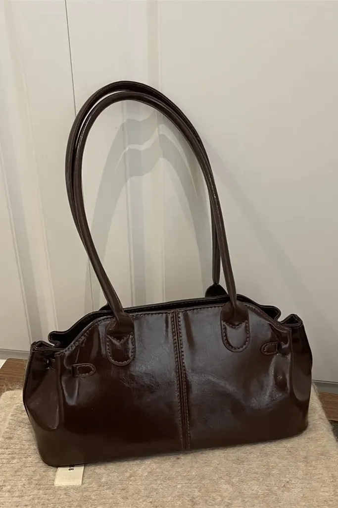 Dark Brown Solid Pu Shoulder Bag - Image 1