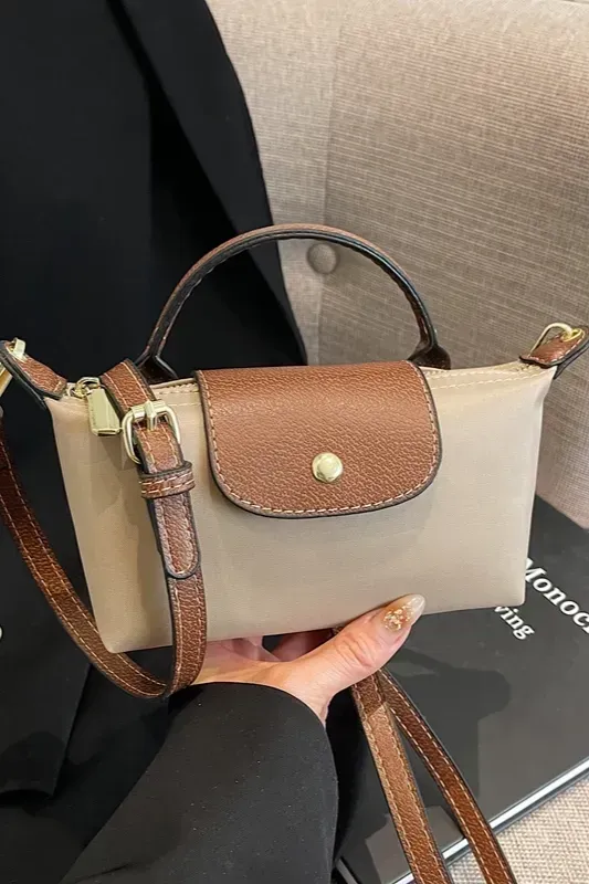 Beige Solid Satchel Bag - Image 1