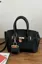 Black Solid Pu Charm Satchel Bag