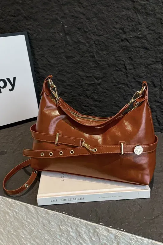 Brown Solid Pu Shoulder Bag - Image 1