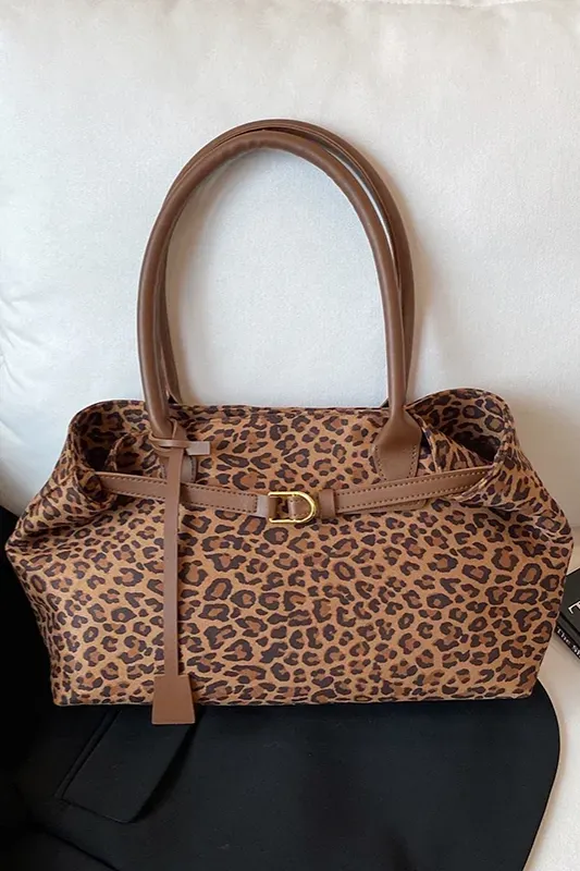 Light Brown Leopard Print Hand Bag