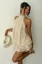 Off White Solid Halter Neck Mini Dress