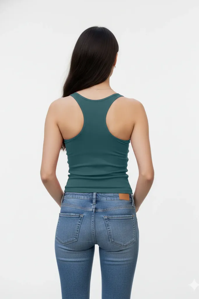 Teal Solid Scoop Neck Top - Image 1