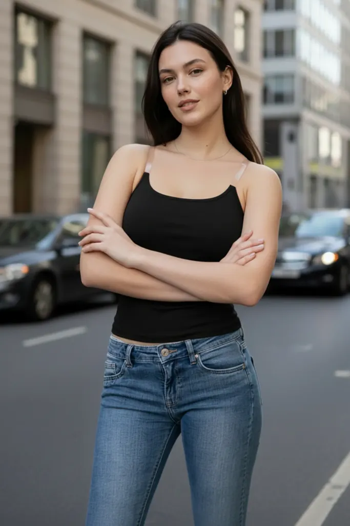 Black Solid Scoop Neck Top - Image 1