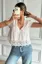 White Lace V-Neck Crop Top