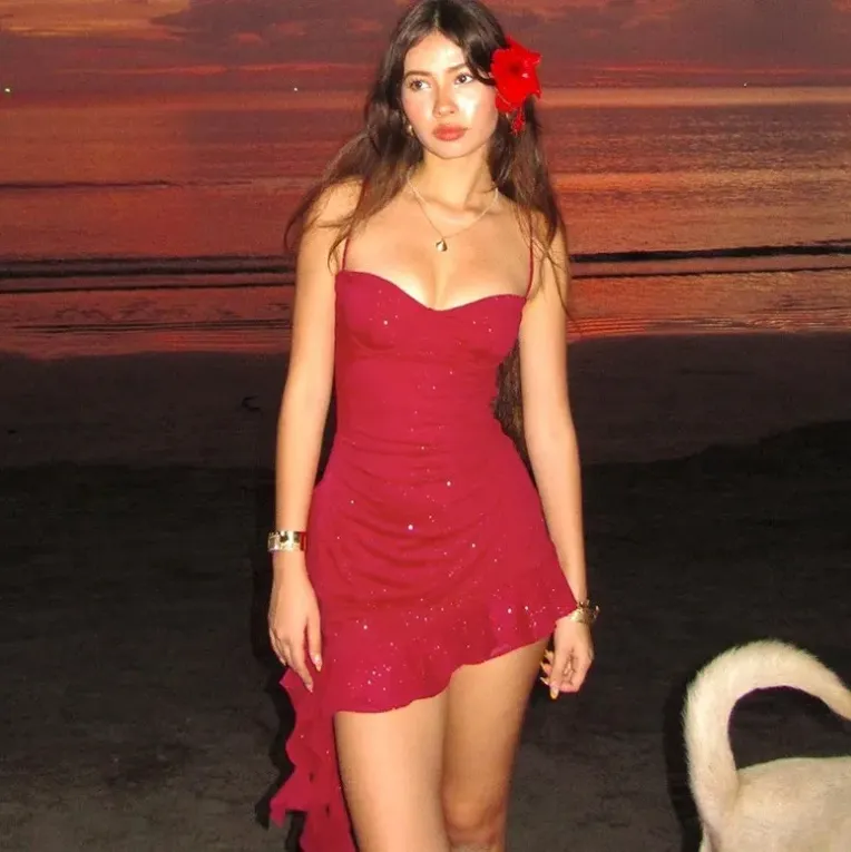 Red Sweetheart Ruffled Mini Dress - Image 1