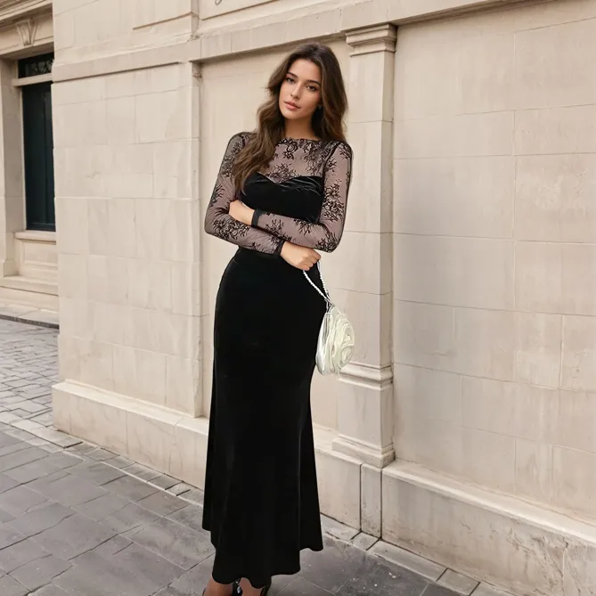 chinese dress ladies Baltic Born Womens Gloria Lace Maxi Dress | Black