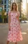 Pink Ditsy Scoop Neck Midi Dress