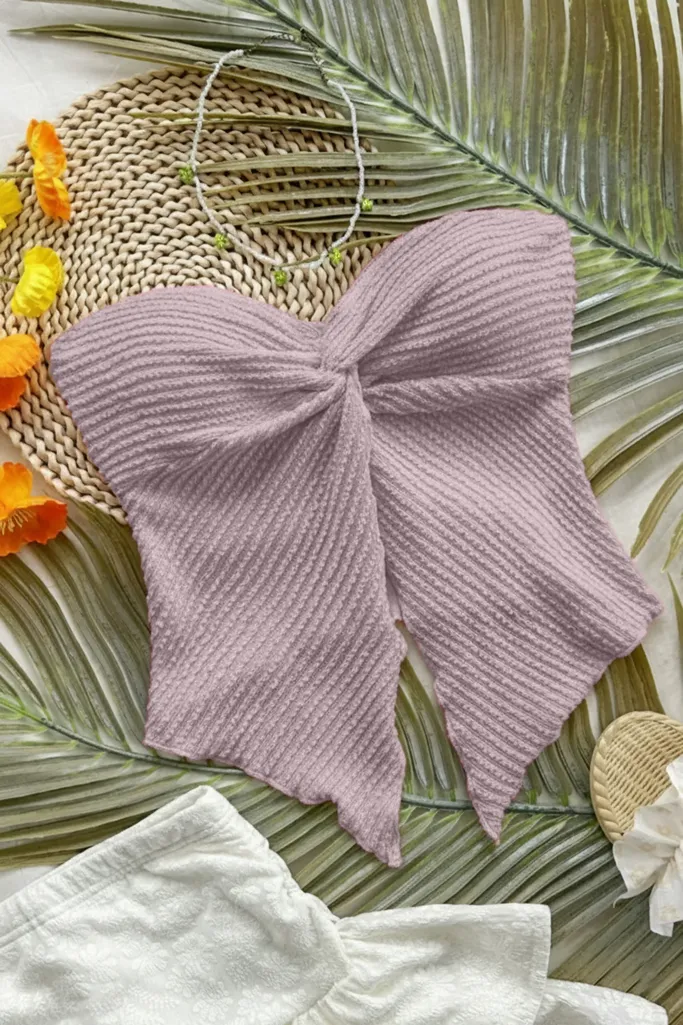 Pink Textured Tube Neck Top - Image 1