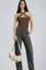 Brown Solid Cut Out Bodysuit