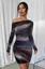 Dark Purple Abstract One Shoulder Mini Dress
