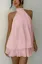 Light Pink Tiered Mini Halter Dress