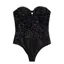 Black Shimmer Tube Neck Bodysuit