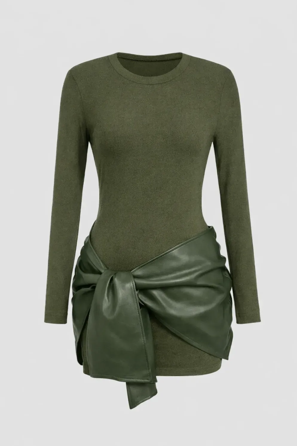 Dark Green Bodycon Tie-Up Mini Dress