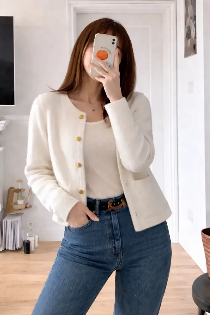 Off White Button Down Cardigan - Image 1