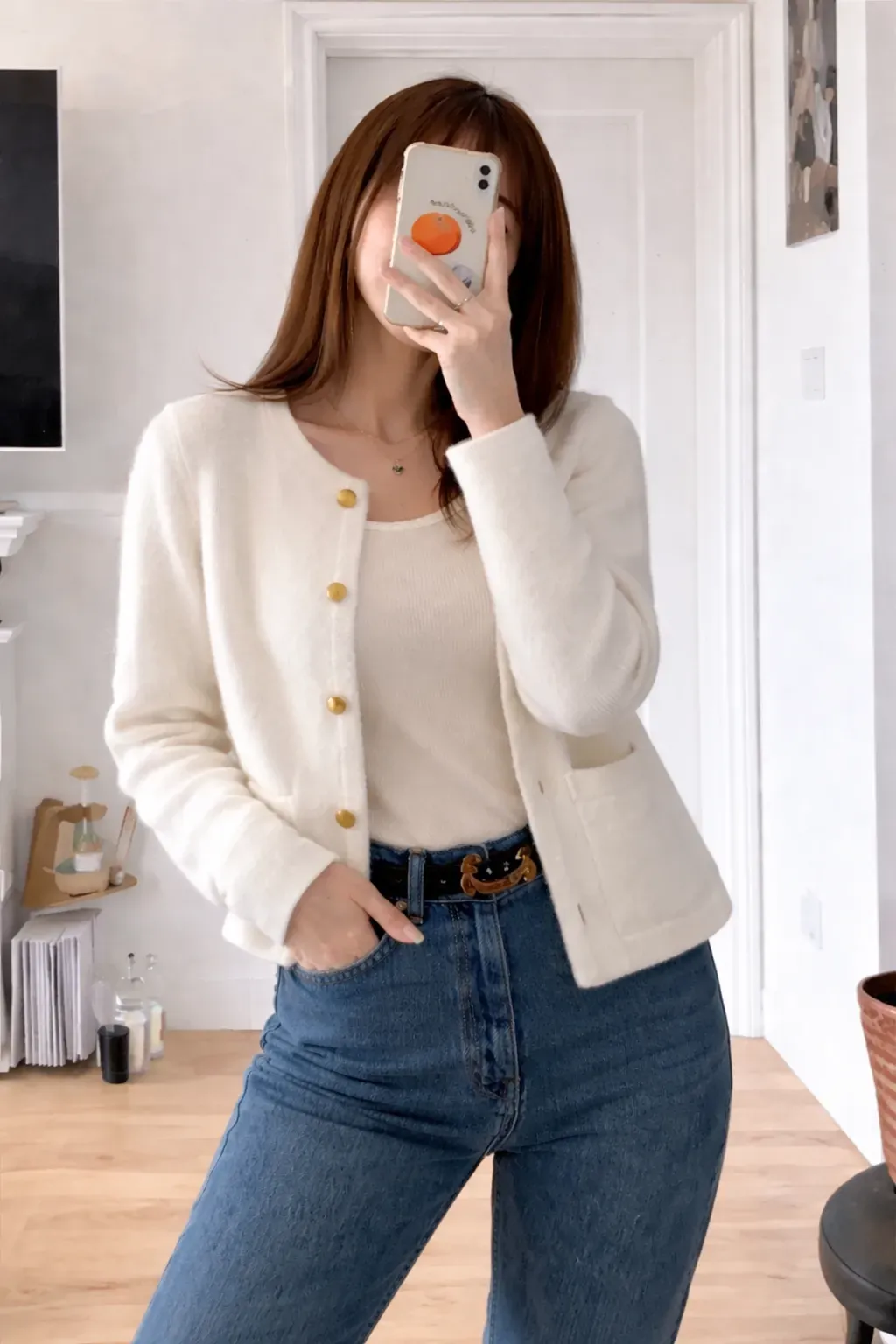 Off White Button Down Cardigan