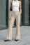 Beige Mid Rise Bell Bottom Trousers