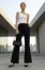 Black Mid Rise Bootcut Trousers