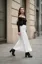 White Mid Rise Ruched Maxi Skirt