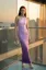 Purple One Shoulder Choker Neck Maxi Dress