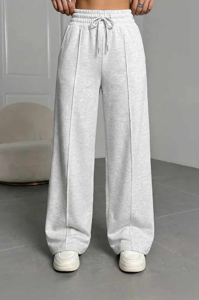 White Mid Rise Wide Leg Pants - Image 1