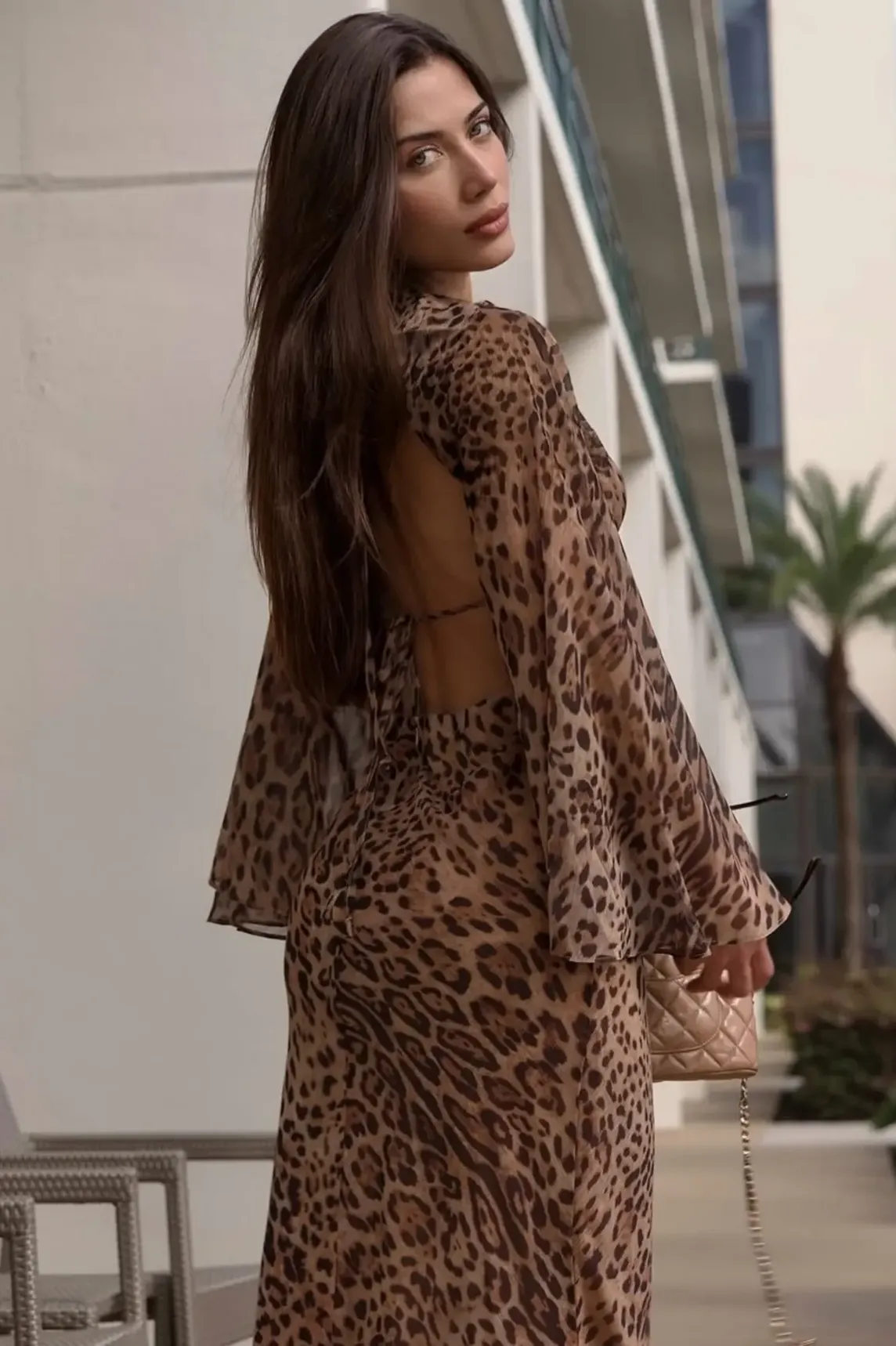 brown leopard print dress new look Brown Leopard Print Prarie Midi Dress