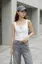 White Solid Belted Crop Top
