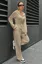 Beige Solid Hoodie Co-Ord Set