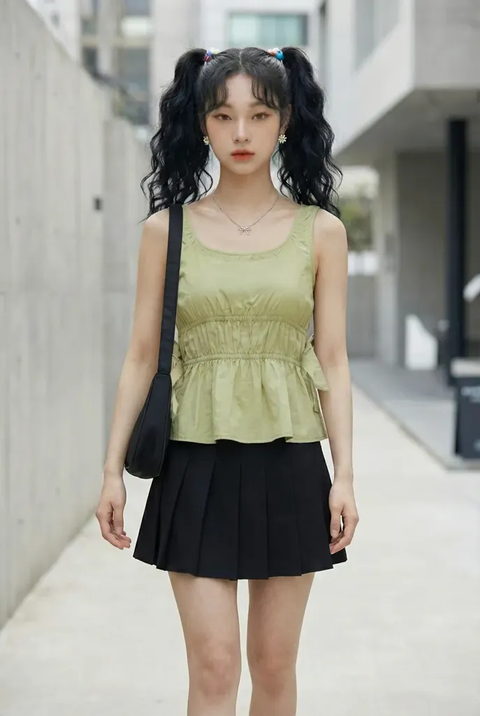 Light Yellow Smocked Peplum Top - Image 1