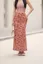Peach Mid Rise Floral Maxi Skirt